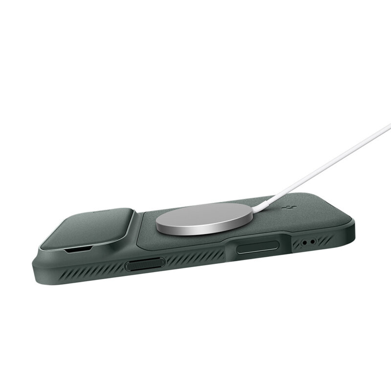 Husa iPhone 17 Pro Spigen Optik Armor MagSafe, verde