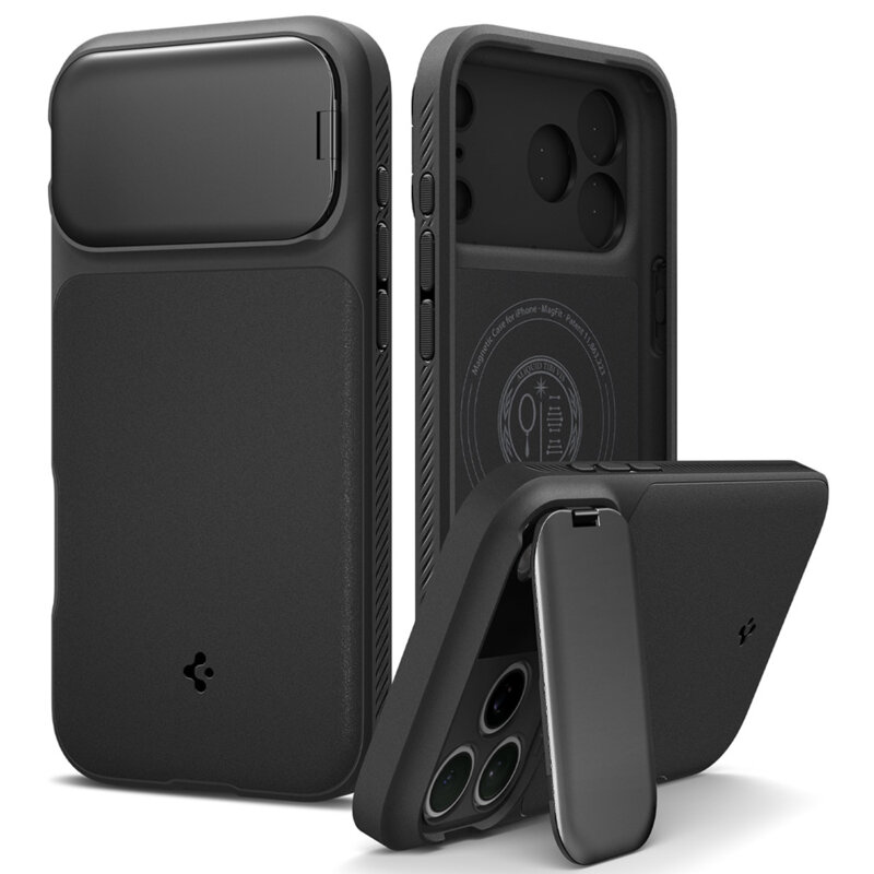 Husa iPhone 17 Pro Max Spigen Optik Armor MagSafe, negru