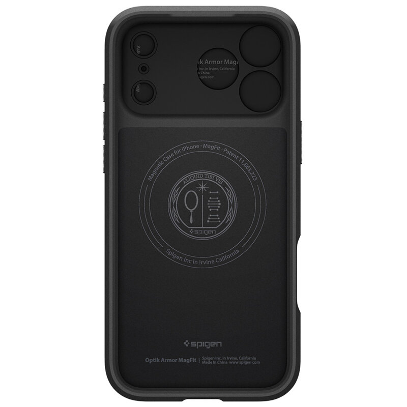 Husa iPhone 17 Pro Max Spigen Optik Armor MagSafe, negru