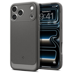 Husa iPhone 17 Pro Spigen Rugged Armor MagSafe, gri