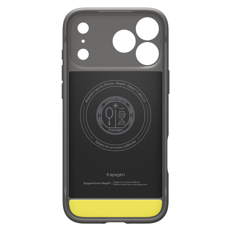 Husa iPhone 17 Pro Spigen Rugged Armor MagSafe, gri