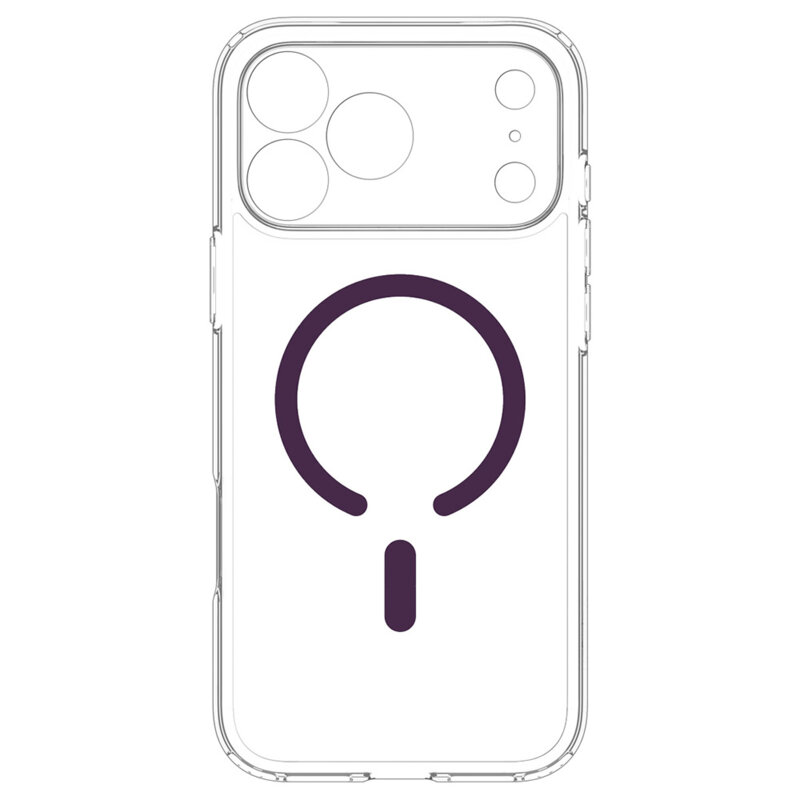 Husa iPhone 17 Pro Spigen Ultra Hybrid MagSafe, transparent/bordo