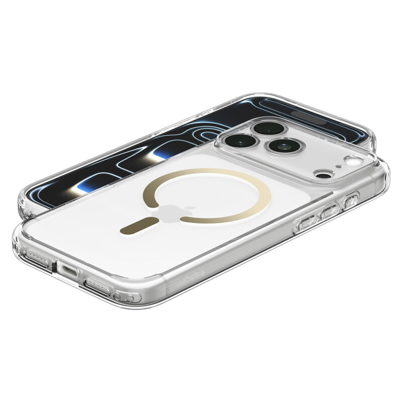 Husa iPhone 18 Pro Max Spigen Ultra Hybrid MagSafe, transparent/auriu