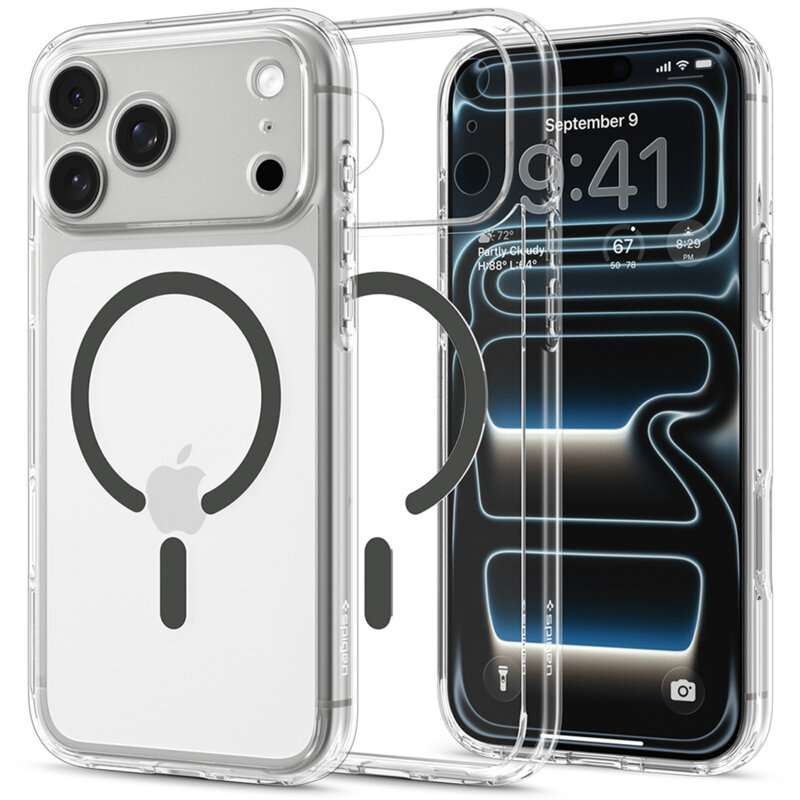 Husa iPhone 17 Pro Max Spigen Ultra Hybrid MagSafe, cenusiu