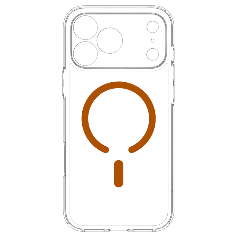 Husa iPhone 17 Pro Max Spigen Ultra Hybrid MagSafe, transparenta/portocaliu