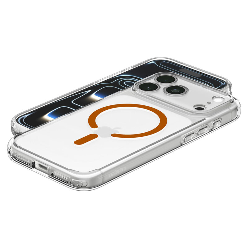 Husa iPhone 18 Pro Max Spigen Ultra Hybrid MagSafe, transparenta/portocaliu