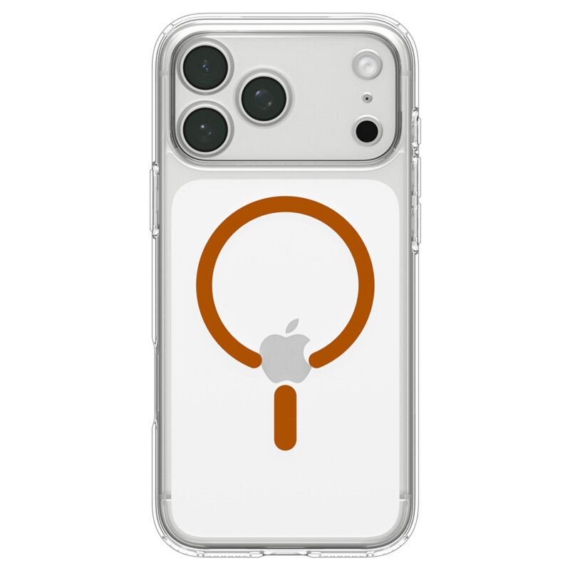 Husa iPhone 18 Pro Spigen Ultra Hybrid MagSafe, transparenta/portocaliu