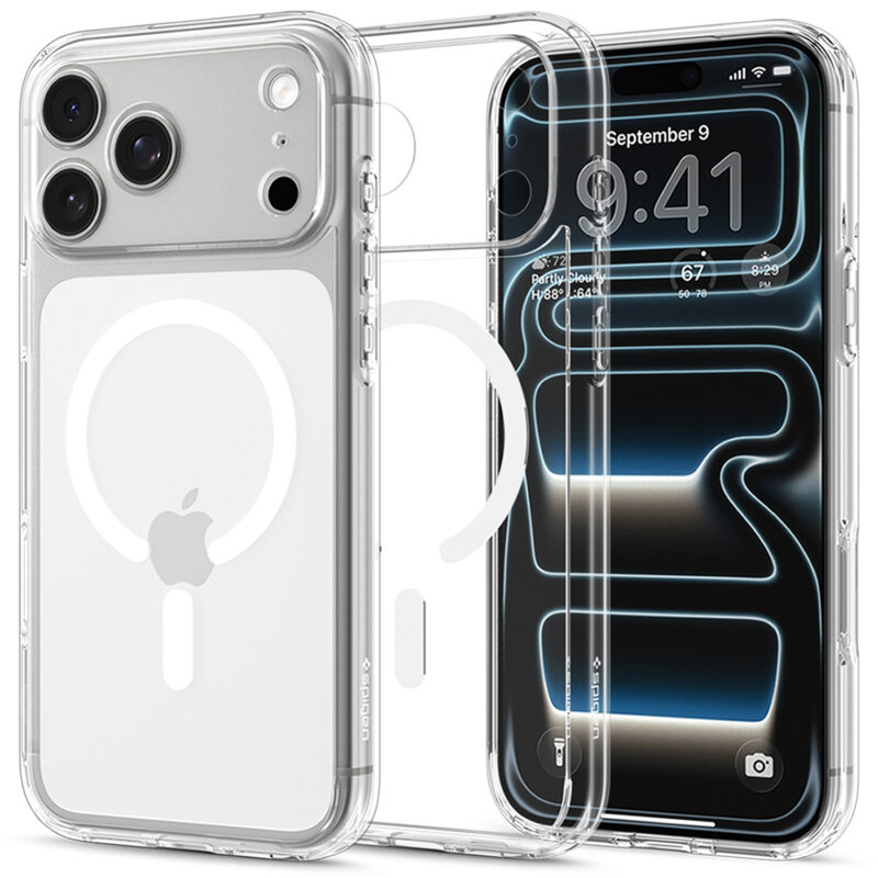 Husa iPhone 17 Pro Spigen Ultra Hybrid MagSafe, alb/transparenta