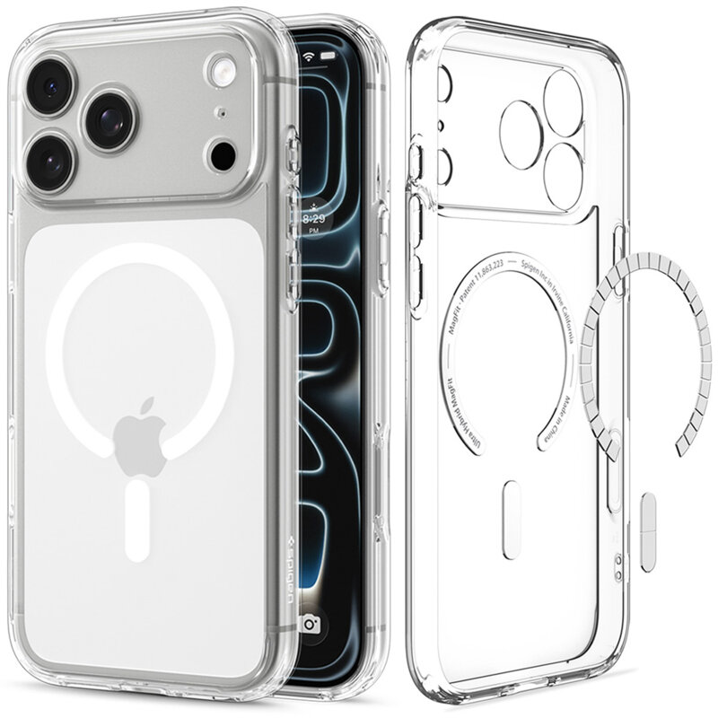 Husa iPhone 17 Pro Spigen Ultra Hybrid MagSafe, alb/transparenta