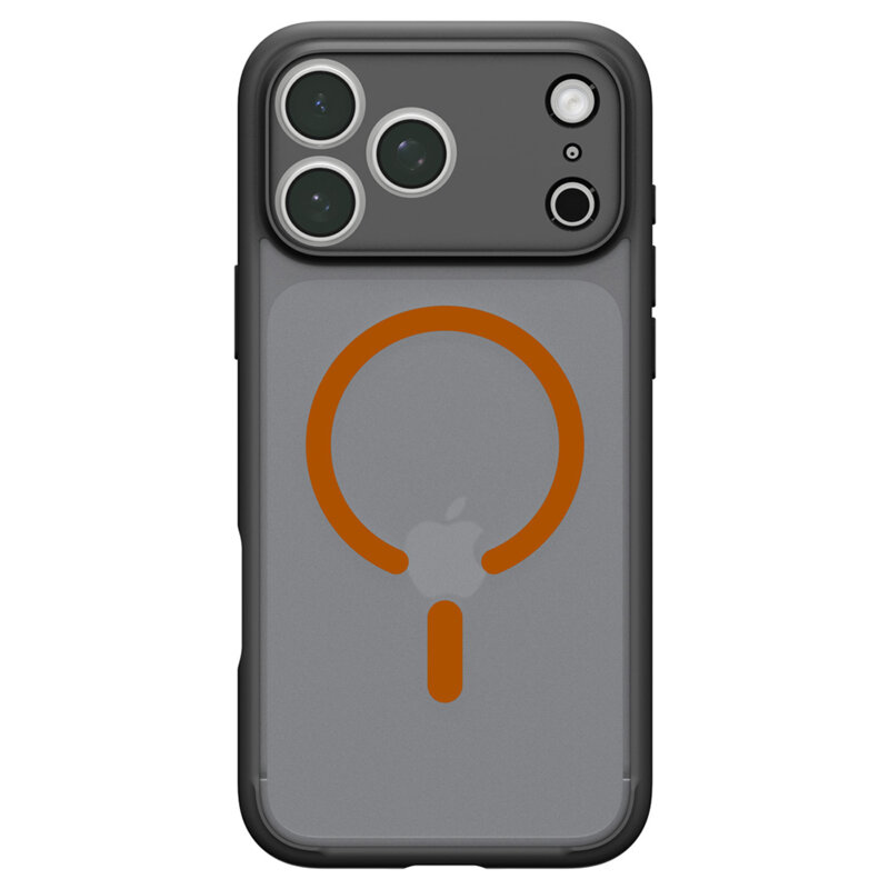 Husa iPhone 17 Pro Max Spigen Ultra Hybrid MagSafe, cenusiu / portocaliu