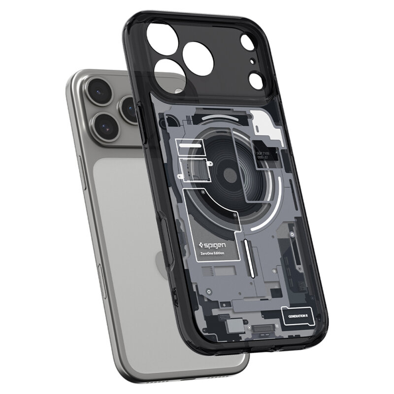 Husa iPhone 17 Pro Max Spigen Ultra Hybrid MagSafe, negru/transparenta