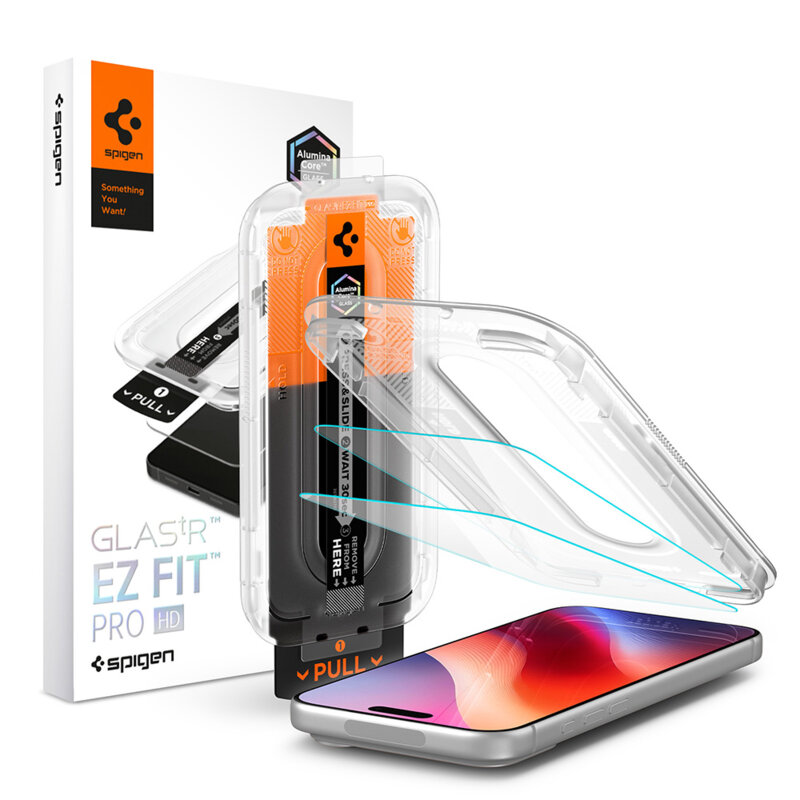 [Pachet 2x] Folie iPhone 17 Spigen Glas.tR EZ-FIT Pro HD, transparenta
