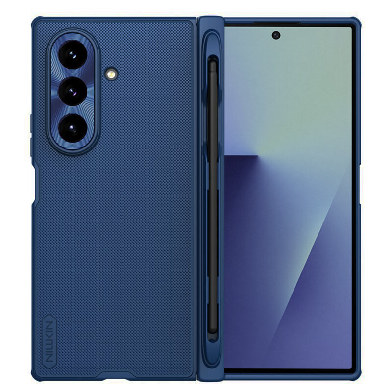 Husa Samsung Galaxy Z Fold7 cu stilou Nillkin Super Frosted Shield Fold Magnetic, albastru