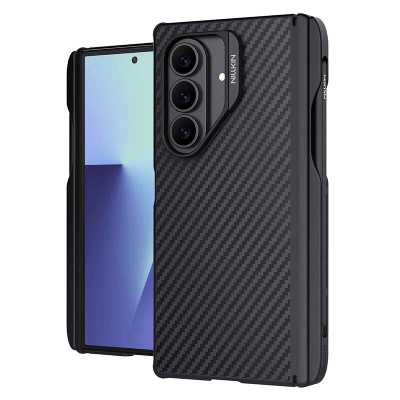 Husa Samsung Galaxy Z Fold7 cu stilou Nillkin Synthetic Fiber Pro Magnetic, negru