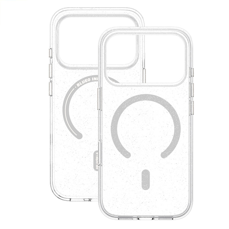 Husa iPhone 18 Pro Blueo Crystal Pro Anti-Drop MagSafe, transparenta cu sclipici