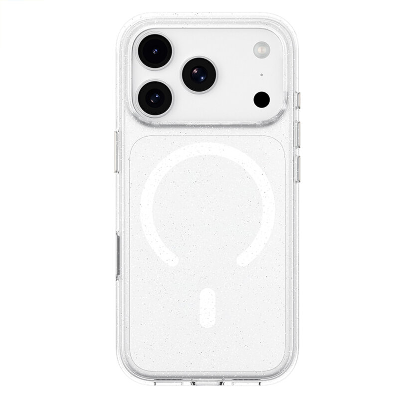Husa iPhone 17 Pro Blueo Crystal Pro Anti-Drop MagSafe, transparenta cu sclipici