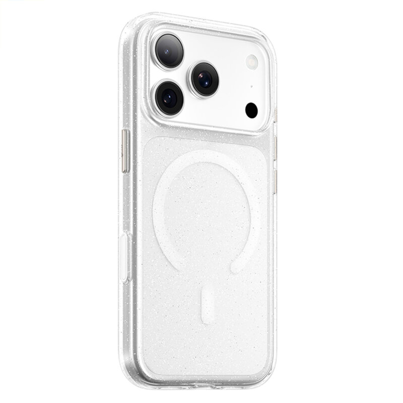 Husa iPhone 17 Pro Blueo Crystal Pro Anti-Drop MagSafe, transparenta cu sclipici