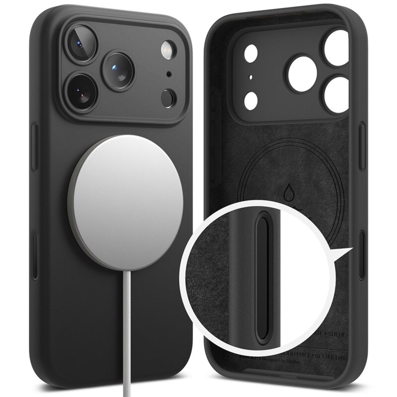 Husa iPhone 18 Pro Max Ringke Silicone MagSafe, negru
