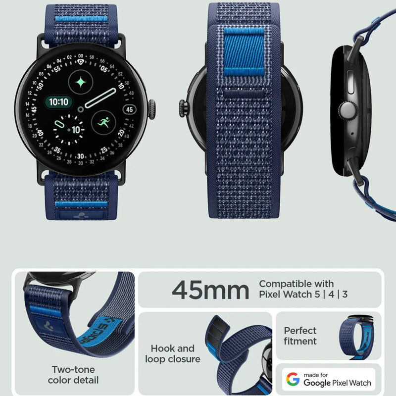 Curea Google Pixel Watch 5 45mm Spigen Athlex Air, bleumarin