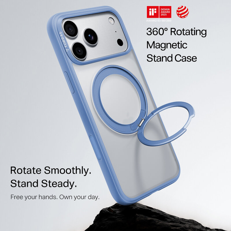 Husa iPhone 18 Pro Torras Ostand O1 Guardian, bleu