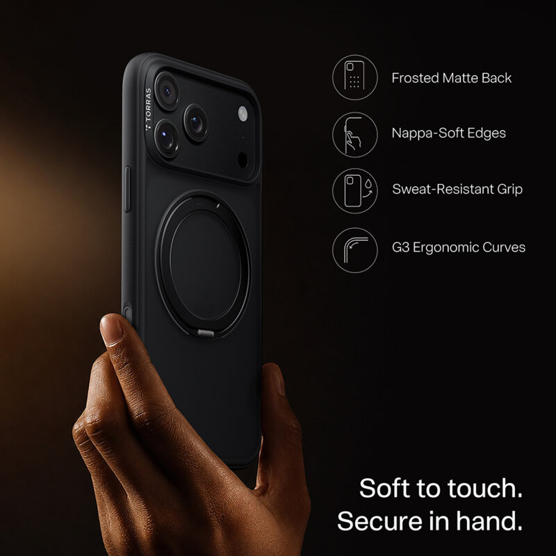 Husa iPhone 18 Pro Max Torras Ostand O1 Guardian, negru