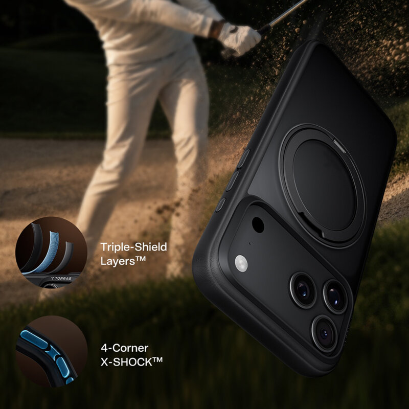 Husa iPhone 18 Pro Max Torras Ostand O1 Guardian, negru