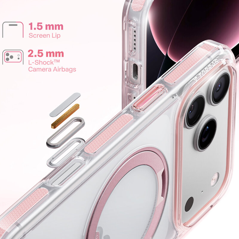 Husa iPhone 17 Pro Torras Ostand O3 Light, roz