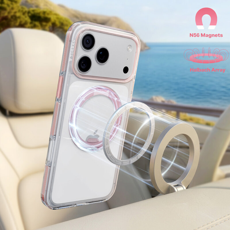 Husa iPhone 17 Pro Torras Ostand O3 Light, roz