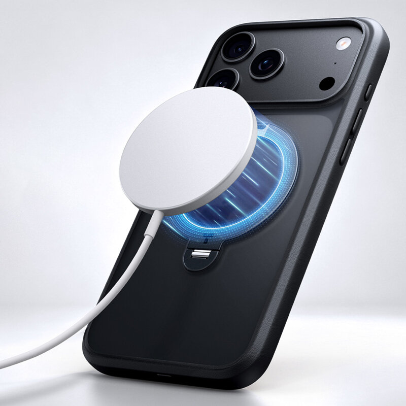 Husa iPhone 17 Pro Torras Ostand Spin Series, negru