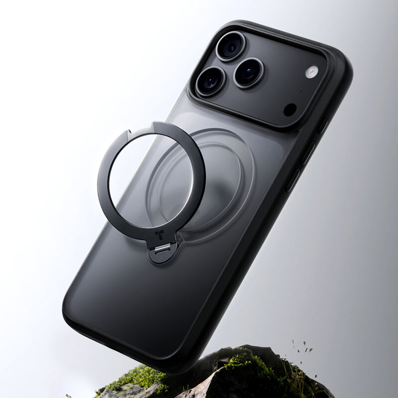 Husa iPhone 17 Pro Max Torras Ostand Spin Series, negru