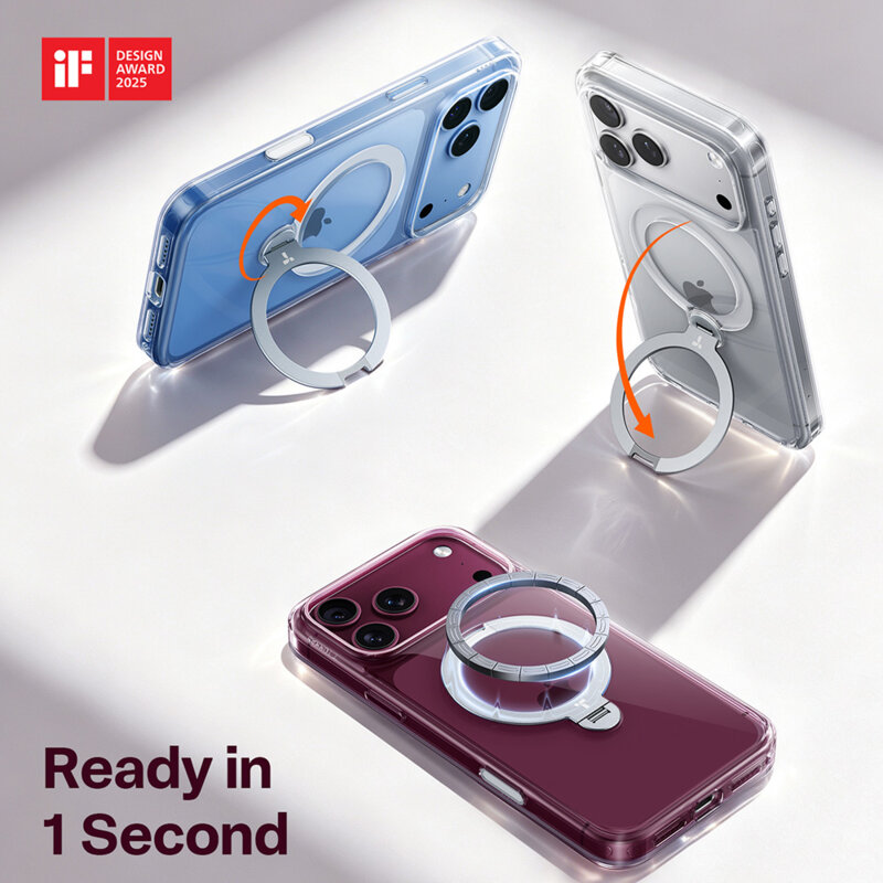 Husa iPhone 17 Pro Torras Ostand Spin Series, transparenta