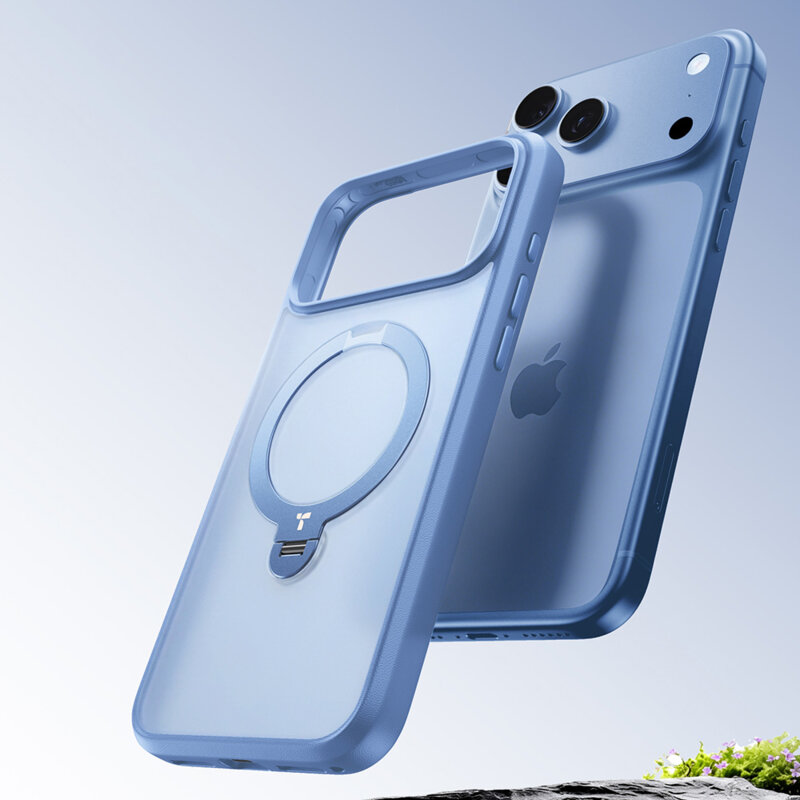 Husa iPhone 18 Pro Torras Ostand Spin Series, albastru