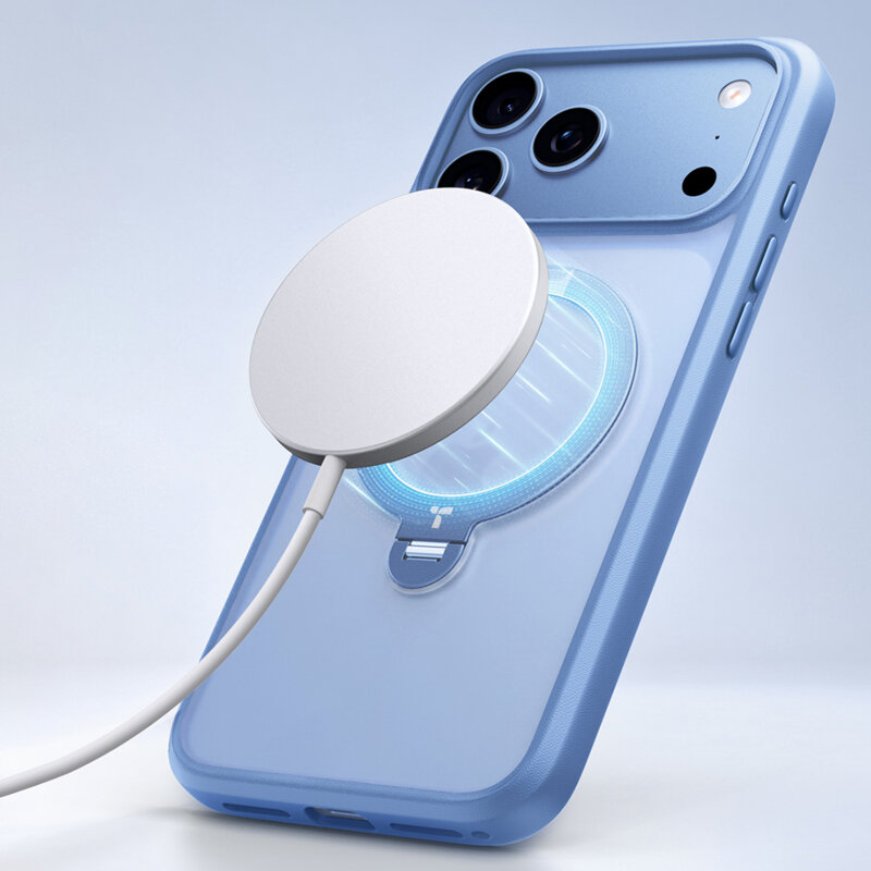 Husa iPhone 17 Pro Torras Ostand Spin Series, albastru