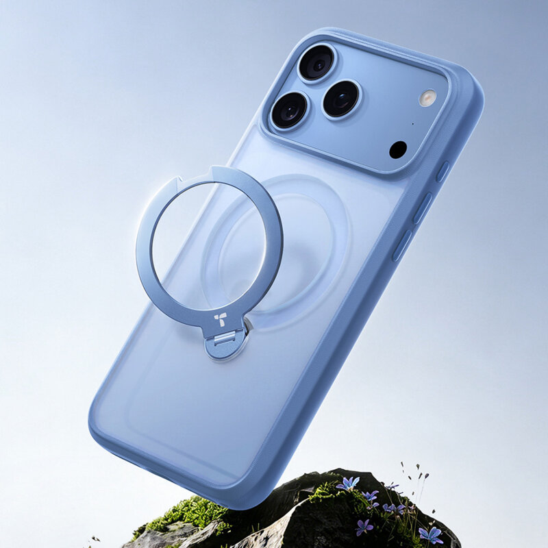 Husa iPhone 17 Pro Max Torras Ostand Spin Series, albastru