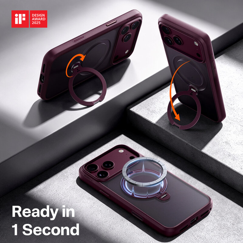 Husa iPhone 17 Pro Torras Ostand Spin Series, mov