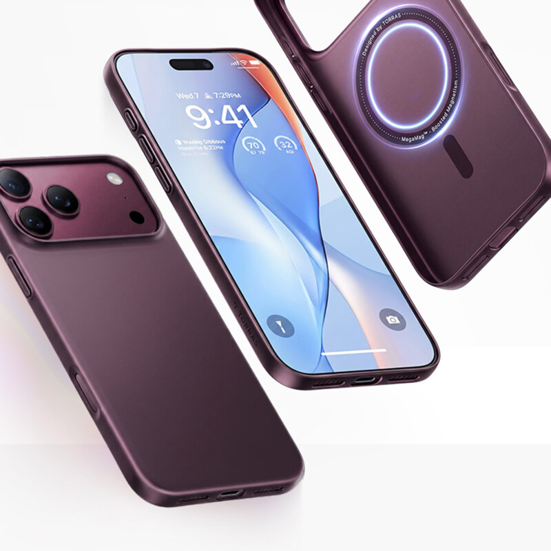 Husa iPhone 18 Pro Torras OriginFit-Mag Series, mov