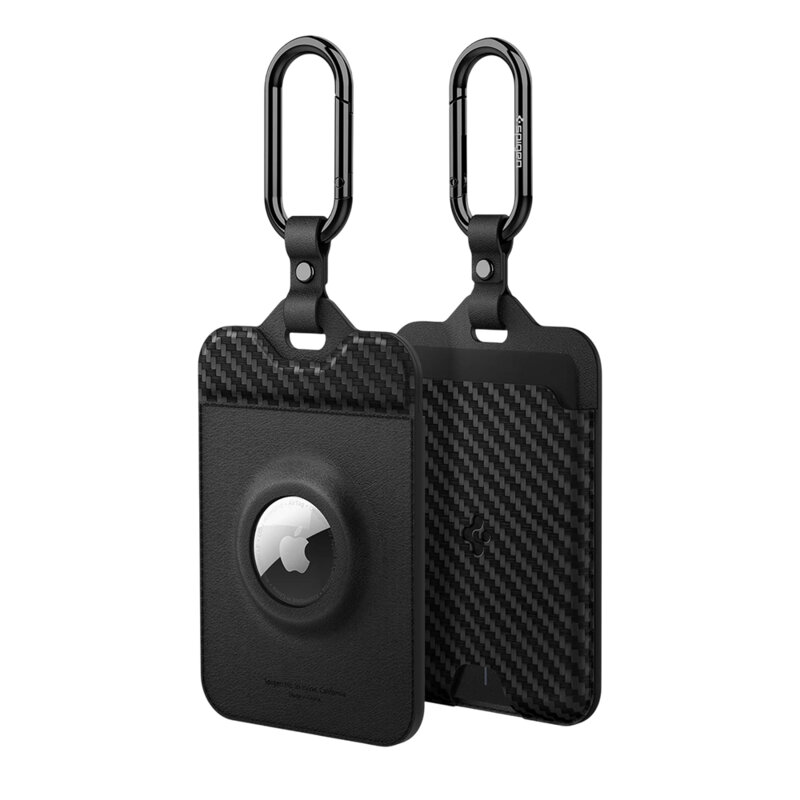 [Pachet 2x] Suport card-cheie Tesla, husa Air Tag Spigen, negru