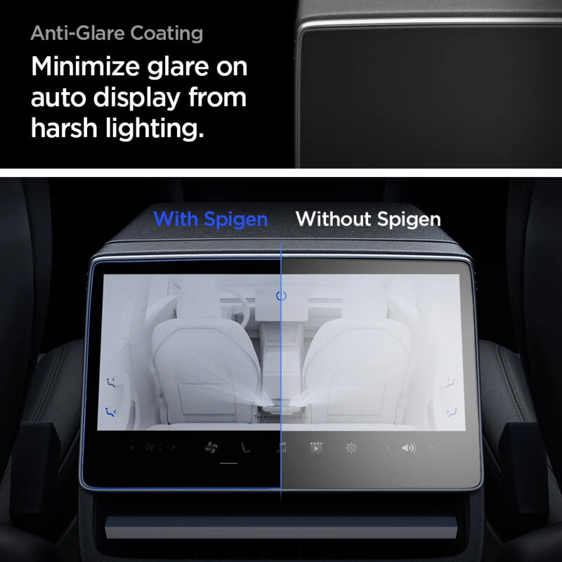 Folie display auto Tesla Model Y (2026/2025) / Model 3 (2026/2025/2024) Spigen Glas.tR Slim Anti-Glare Matte, transprenta