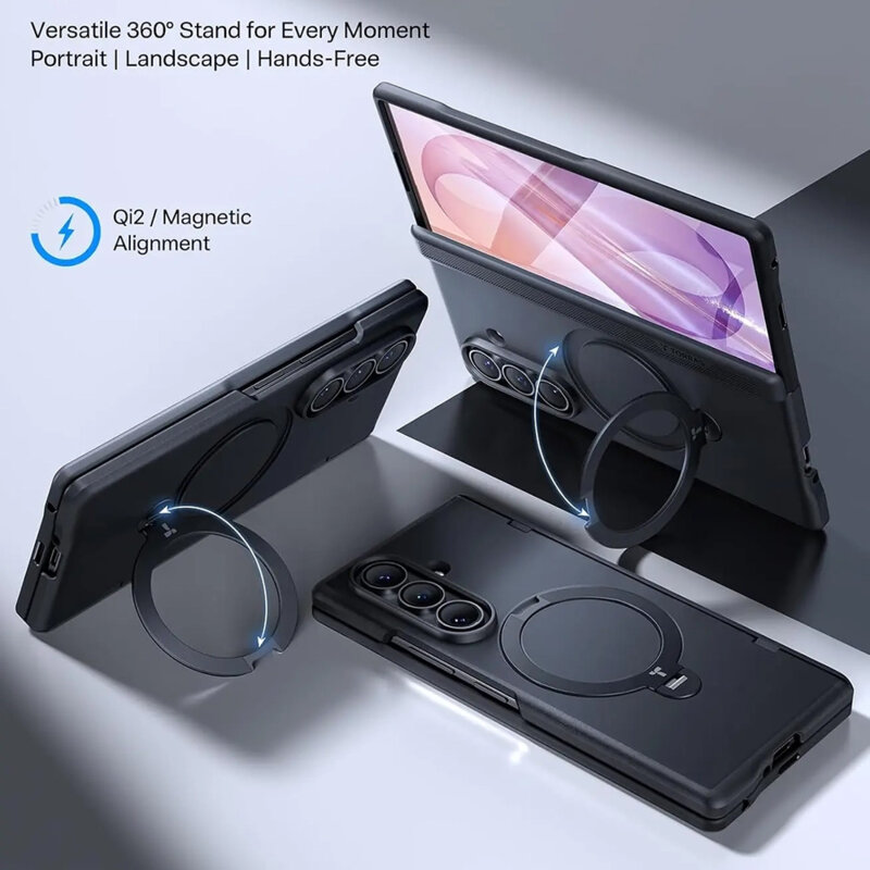 Husa Samsung Galaxy Z Fold8 Ultra Torras Ostand Q3 Spin Series, negru