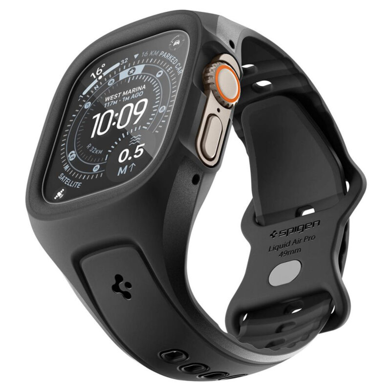 [Pachet husa + curea + folie] Apple Watch Ultra 4 Spigen Liquid Air Pro, negru