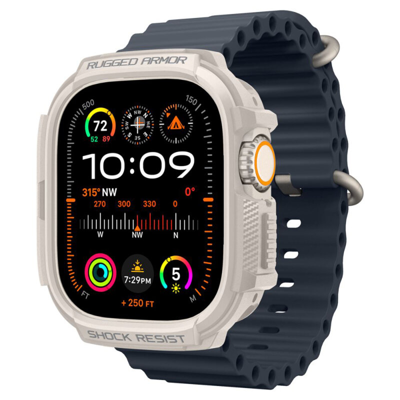 Husa Apple Watch Ultra 3 Spigen Rugged Armor, bej