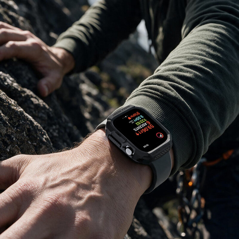Husa Apple Watch 12 46mm Spigen Rugged Armor, negru