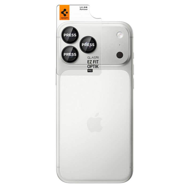 [Pachet 2x] Folie sticla camera iPhone 18 Pro Spigen Glas.tR Optik EZ Fit Pro, gri inchis