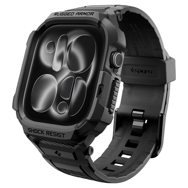 [Pachet husa + curea] Apple Watch 12 46mm Spigen Rugged Armor Pro, negru