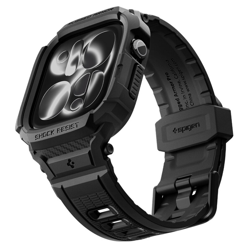 [Pachet husa + curea] Apple Watch 12 46mm Spigen Rugged Armor Pro, negru
