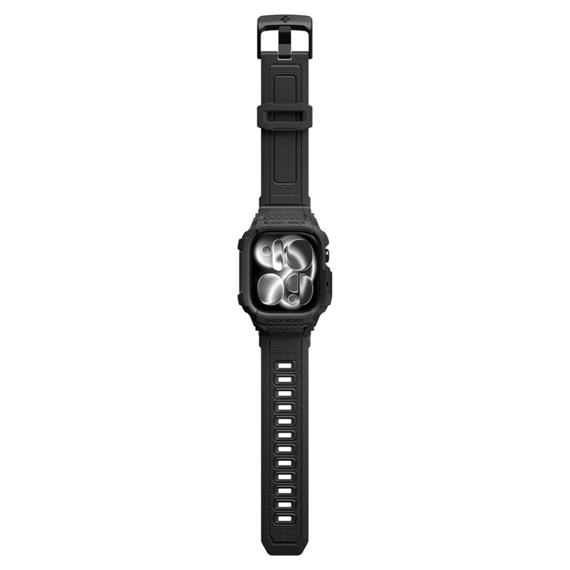 [Pachet husa + curea] Apple Watch 12 46mm Spigen Rugged Armor Pro, negru