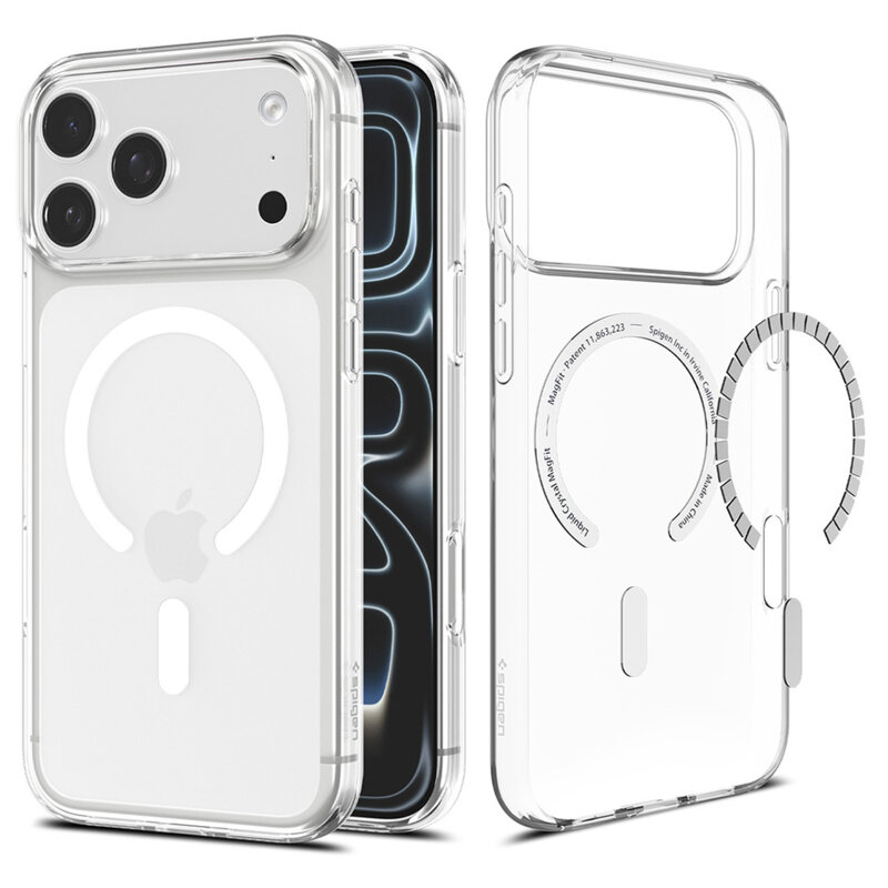 Husa iPhone 17 Pro Spigen Liquid Crystal MagSafe, alb