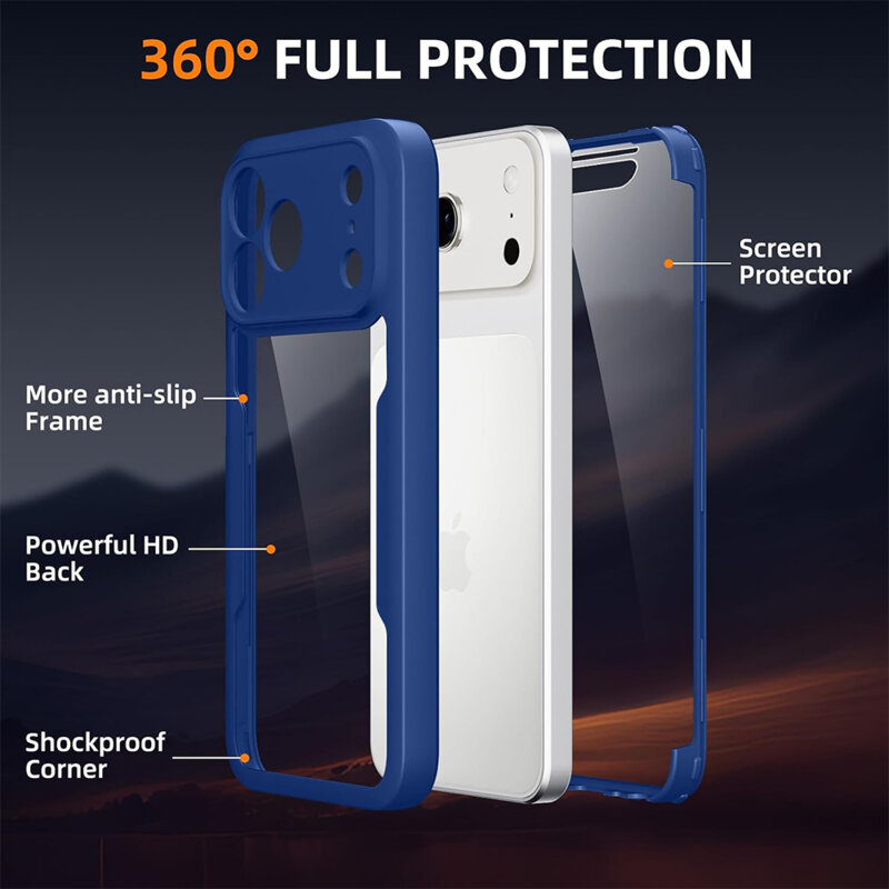 Husa 360° iPhone 17 Pro Techsuit ColorVerse, albastru