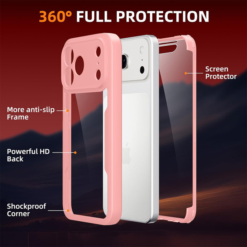Husa 360° iPhone 17 Pro Max Techsuit ColorVerse, roz