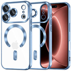 Husa premium iPhone 17 Pro Max Techsuit Luxury Crystal MagSafe, bleu